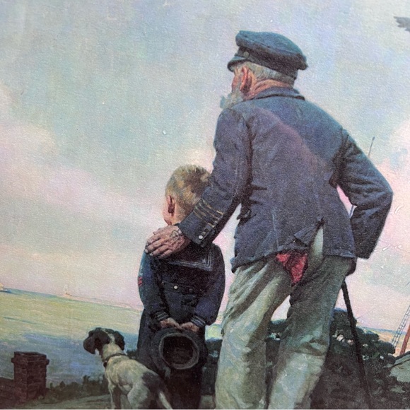 💚Norman Rockwell large “Looking Out to Sea” framed print - Picture 2 of 6